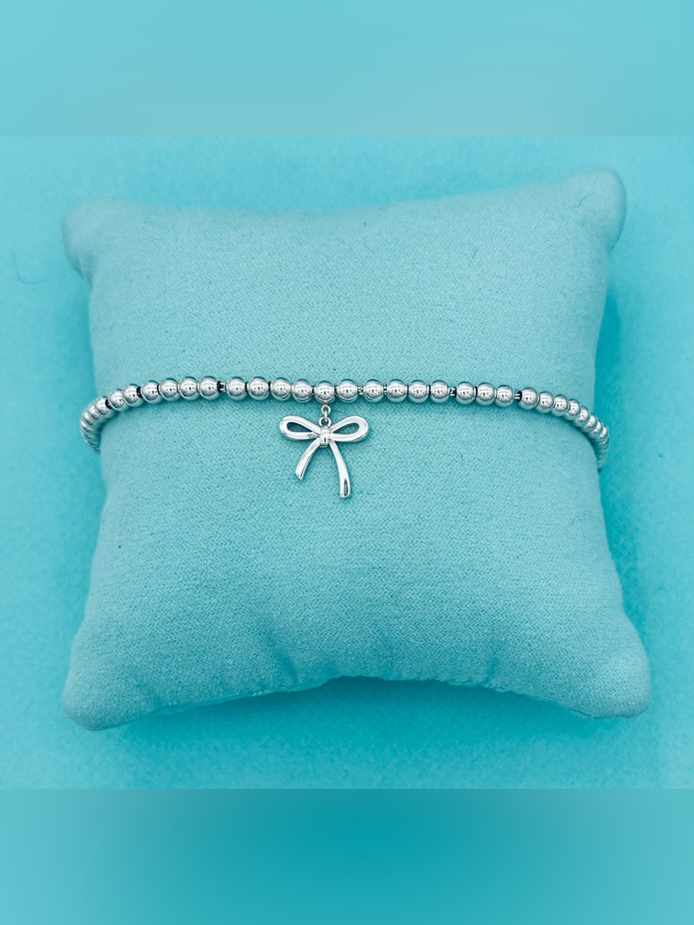 Tiffany & Co Silver Retired 4mm bow bead bracelet